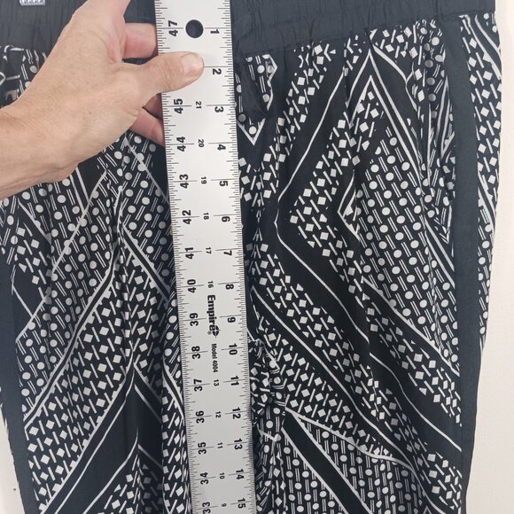 Calvin Klein, Small, Light Weight, Black/White Print Pull-On Pants, Side Stripe - Picture 12 of 16